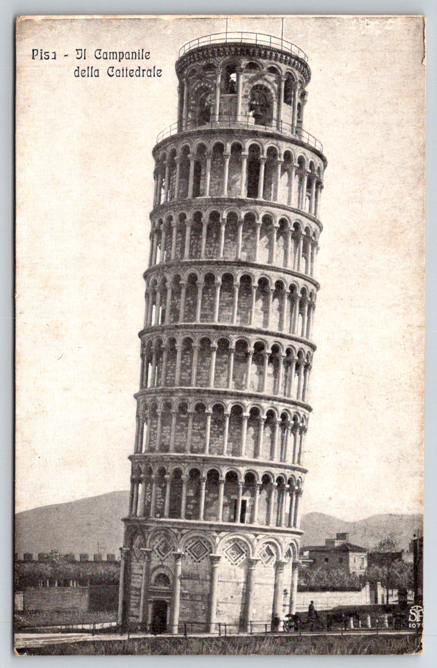 c1910s Leaning Tower of Pisa Campanile Della Cattedrale Antique Postcard