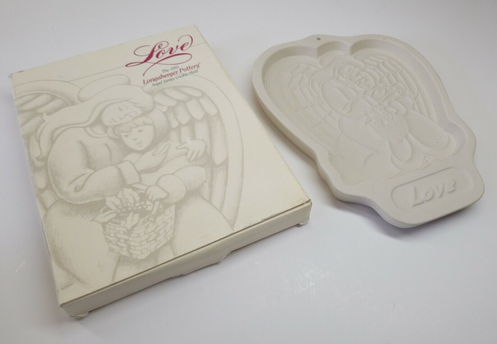 Longerberger Pottery 1995 Angel of LOVE - Cookie Mold Vintage Retired with box