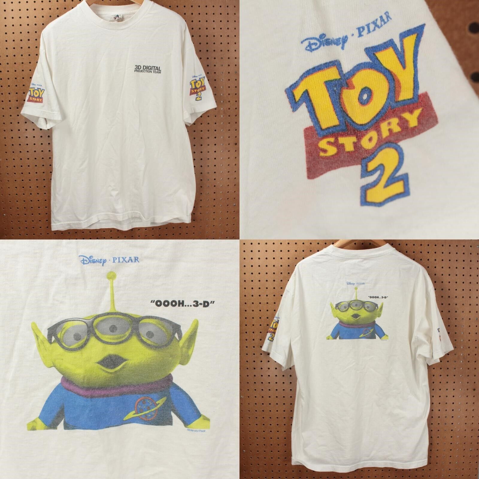 vtg 90s y2k DISNEY Toy Story 2 Pixar 3D Digital Projection Team crew t-shirt XL
