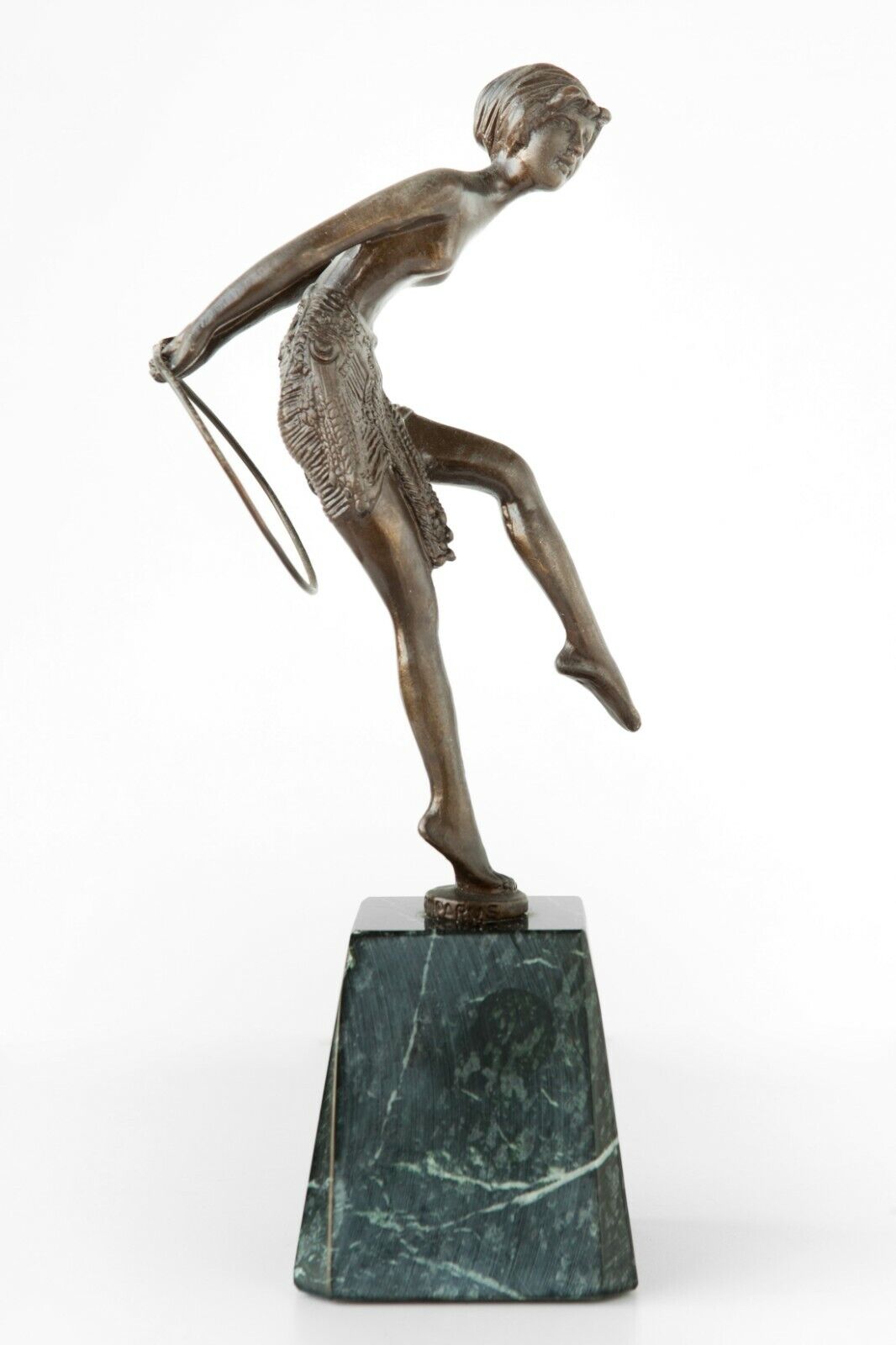 Signed D.H.Chiparus  Art Deco Nude Hoop Dancer Statue Figurine Bronze Sculpture 