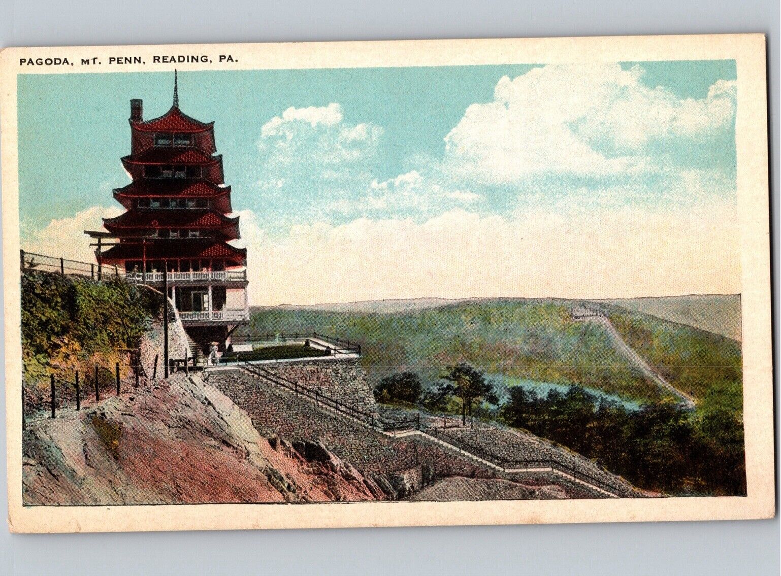c1915 Pagoda Mt Penn Reading Pennsylvania PA Postcard