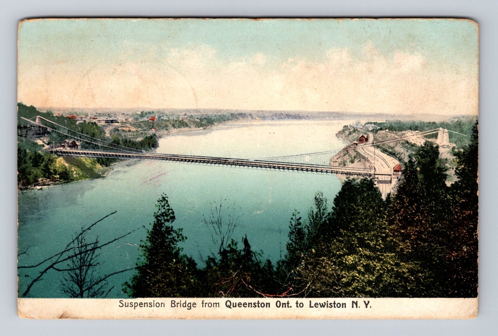 Lewiston NY-New York, Aerial Suspension Bridge, Antique, Vintage Postcard