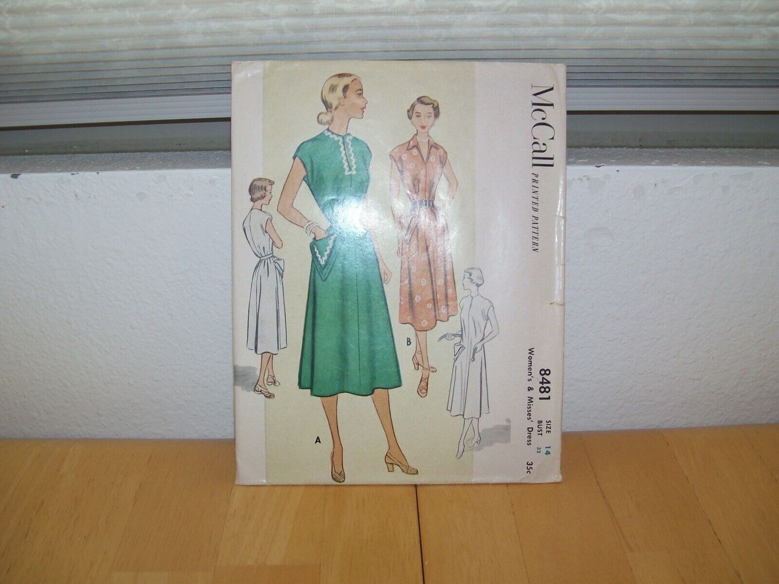 True Vintage 1950\'s McCall\'s Dress Pattern #8481 Triangle Pockets size 14 VTG