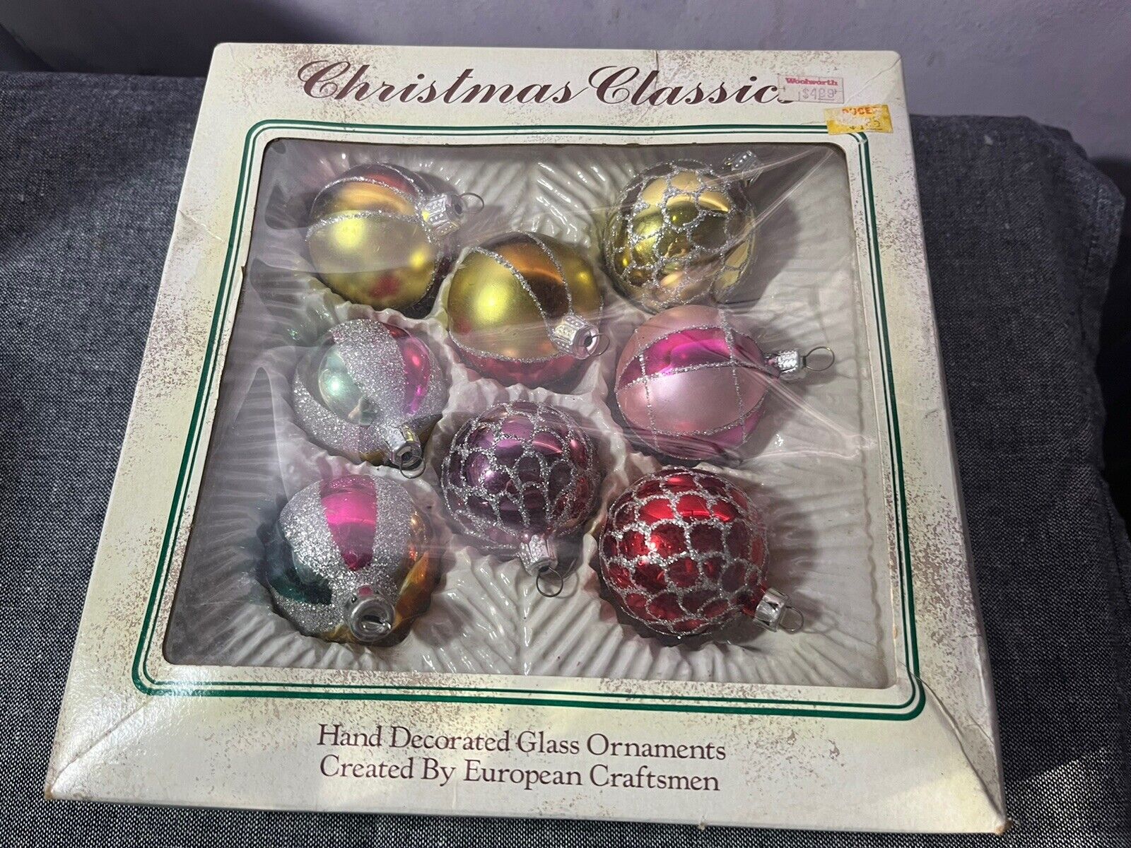 14 Vintage Christmas Classics Glass Ornaments Made In Romania In Original Boxes