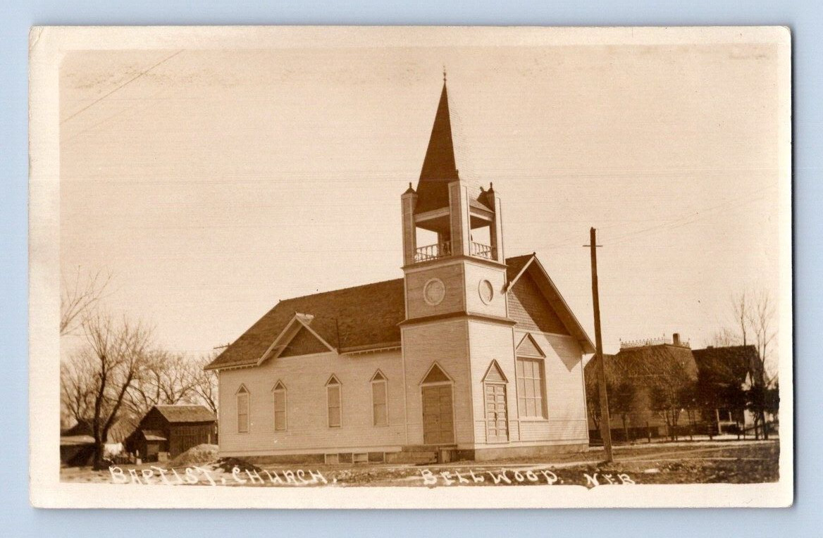 RPPC 1914. BELLWOOD, NEB. BAPTIST CHURCH. POSTCARD L29