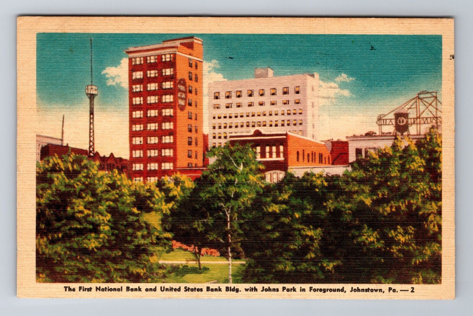 Johnstown PA-Pennsylvania, First Natl Bank, U.S Bank Bldg c1945 Vintage Postcard