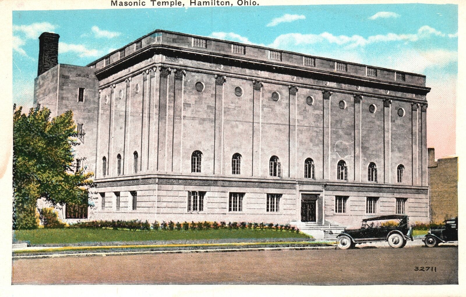 Vintage Postcard Masonic Temple Historical Landmark Hamilton Ohio OH Kraemer Art