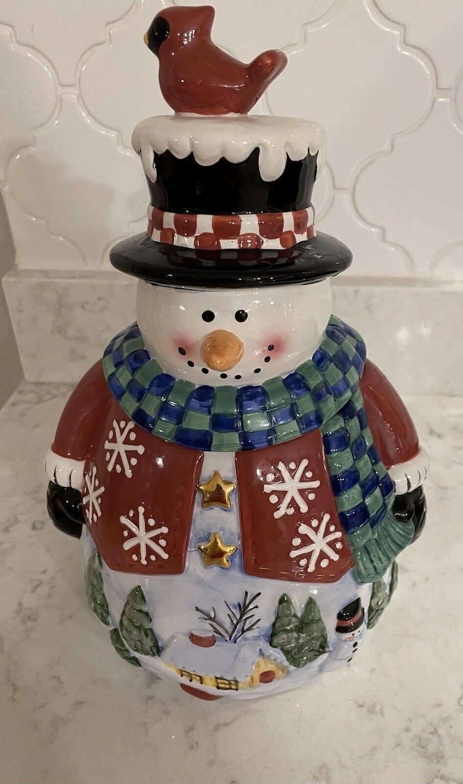 Vintage Early 2000s Home Interiors & Gifts Snowman Cookie Jar