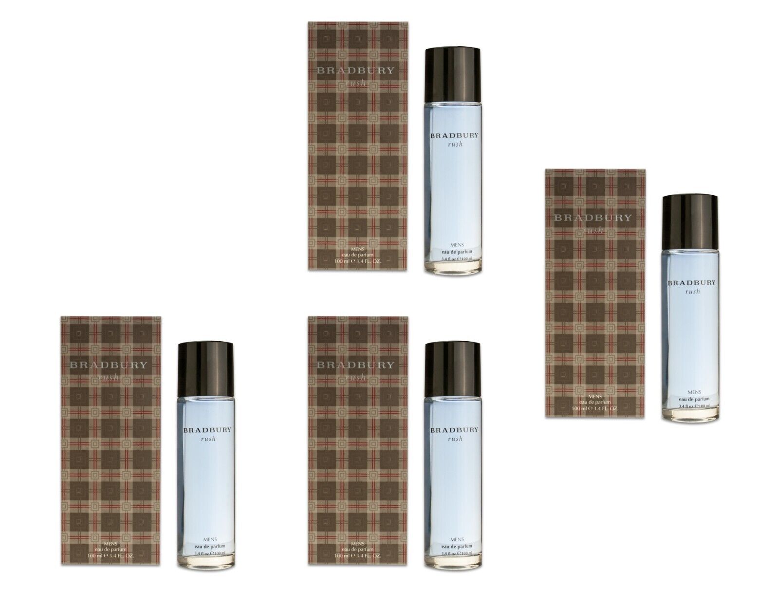 4pcs Perfume for Men Bradbury Eau De Toilette Spray 3.4 oz USA
