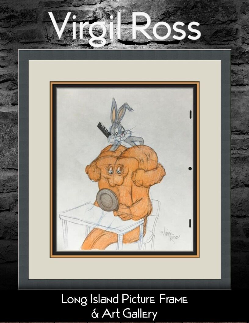 Virgil Ross Original Signed Model Sheet Drawing Gossamer Bugs Bunny Custom Frame
