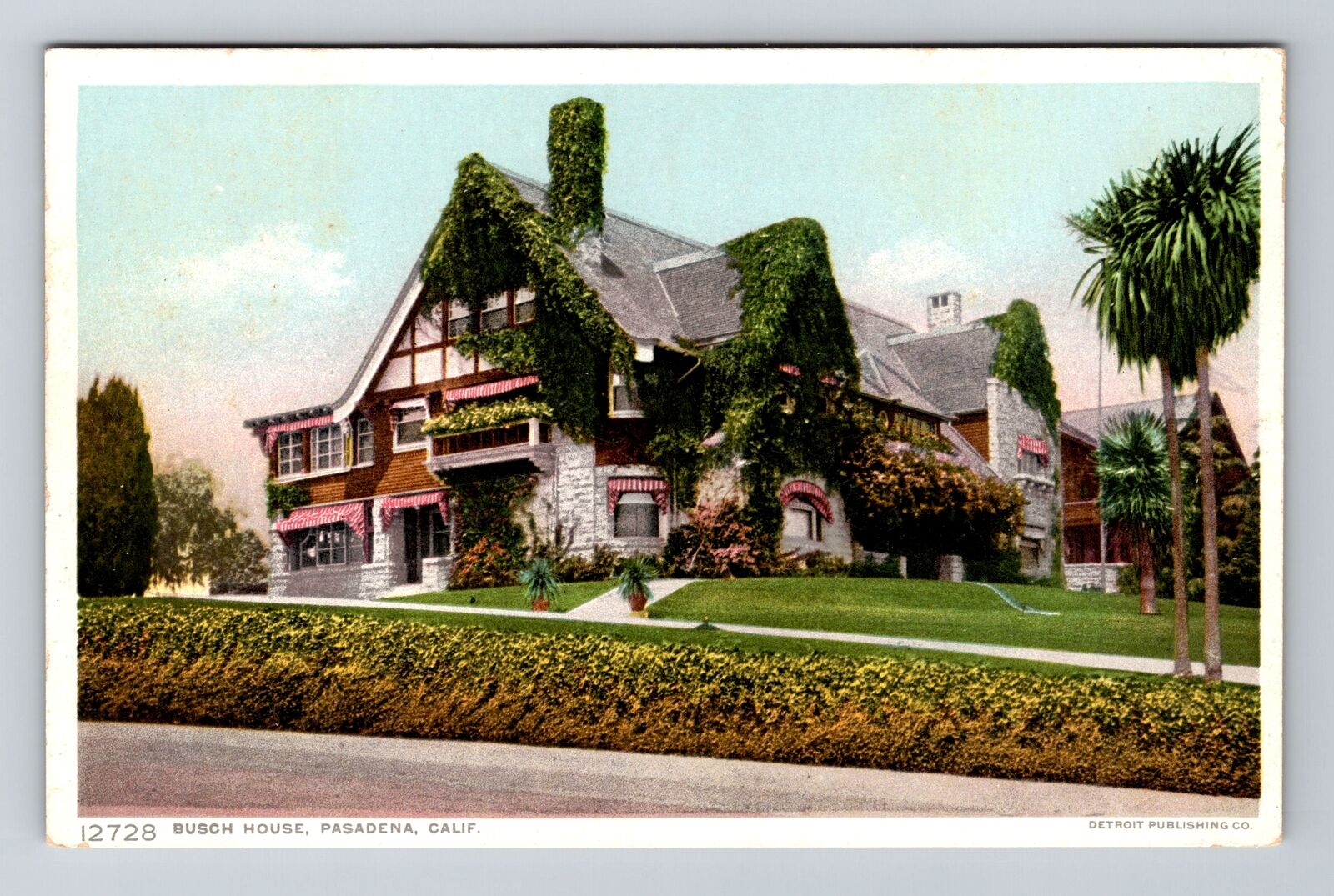 Pasadena CA-California, Busch House, Antique Vintage Souvenir Postcard