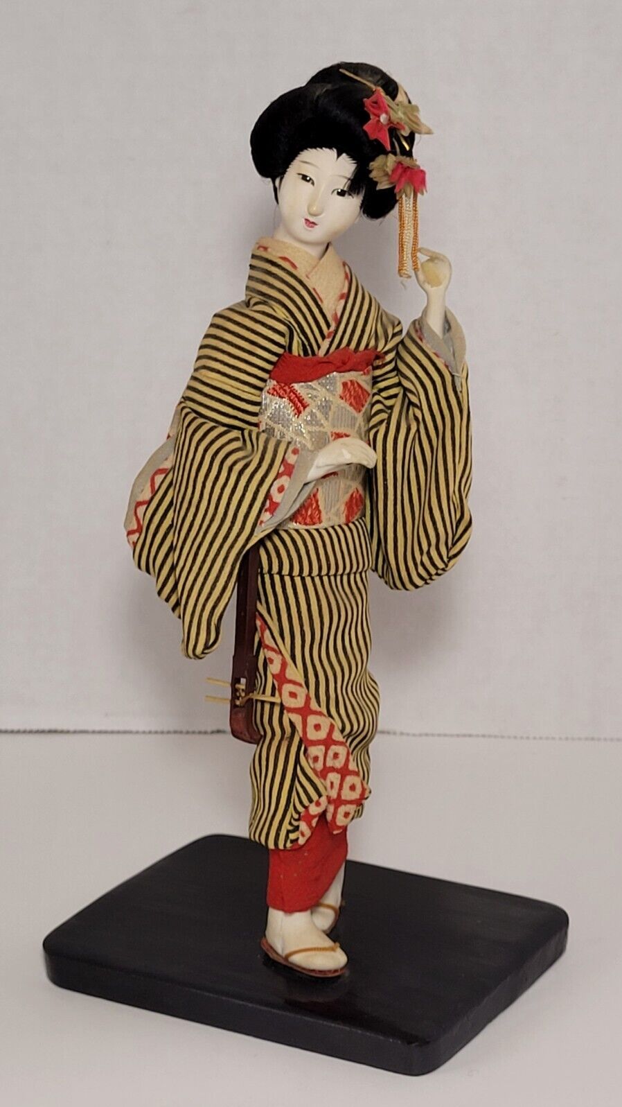 Vintage Japanese Doll On Stand Kimono Collectible Japan Made