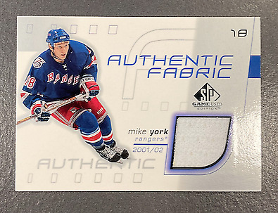 MIKE YORK 2001-02 SP GAME USED AUTHENTIC FABRIC