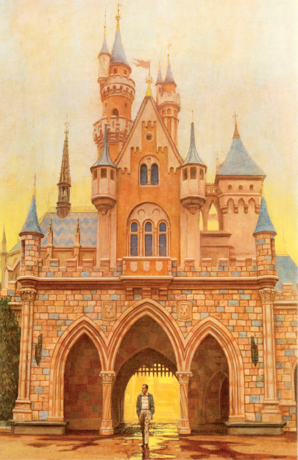Sleeping Beauty Castle with Walt Disney Footsteps Disneyland Disneyana Poster