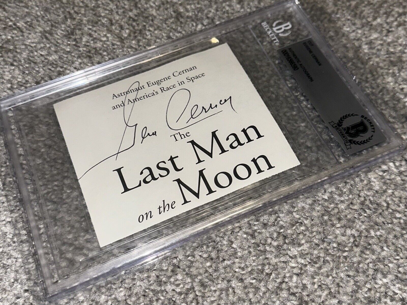 Gene Cernan hand signed Apollo 17 autograph - Beckett Slab - NASA astronaut
