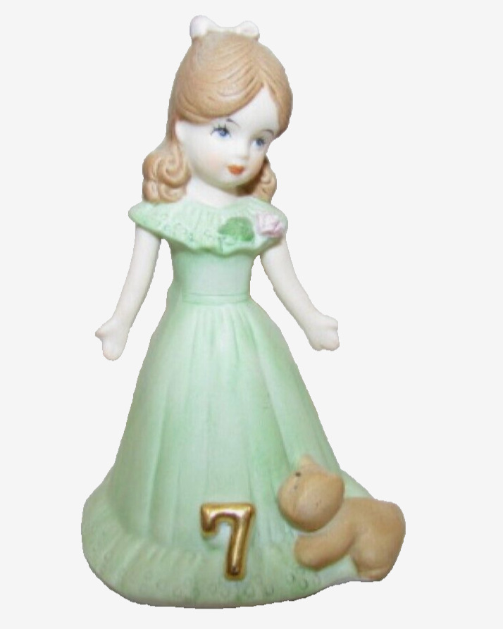 Enesco Growing Up Birthday Girls Age 7 Seven Porcelain Figurine Collectible