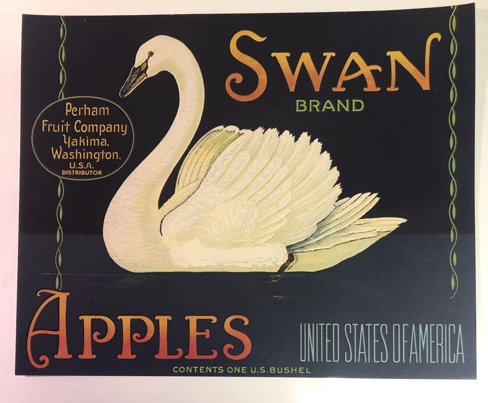 Swan Brand Apple Crate Label