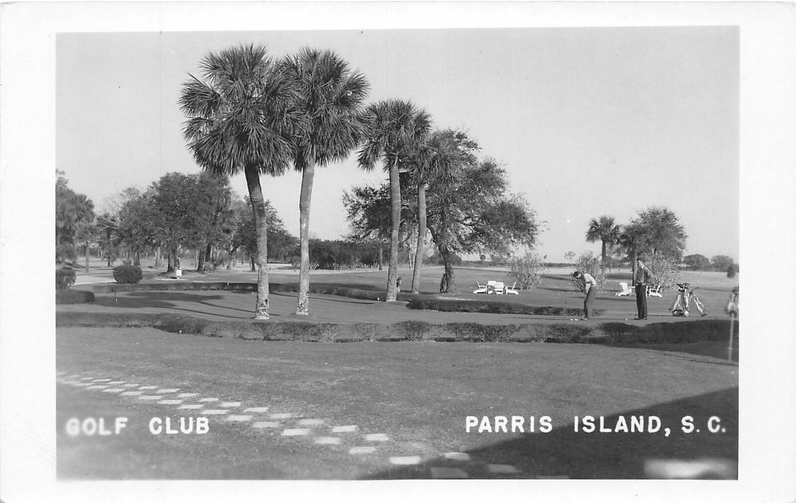 PC1/ Parris Island South Carolina RPPC Postcard 50s Golf Club Course Player 293