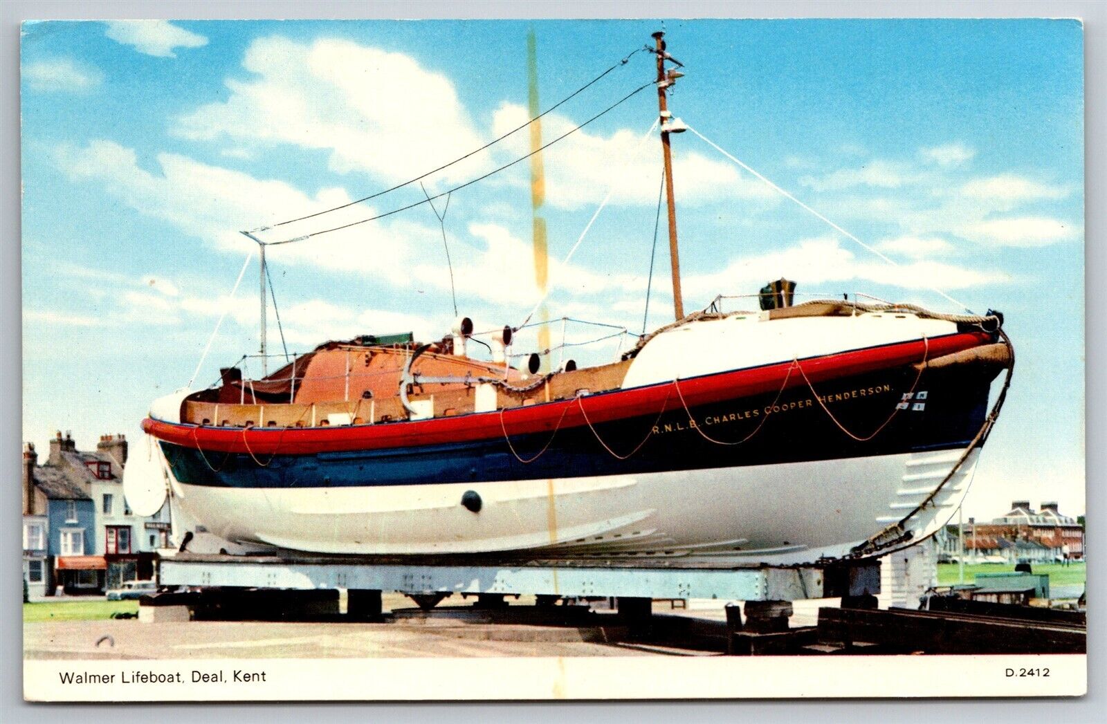RNLB Charles Cooper Henderson Walmer Lifeboat Deal Kent UK Postcard C1960 J3