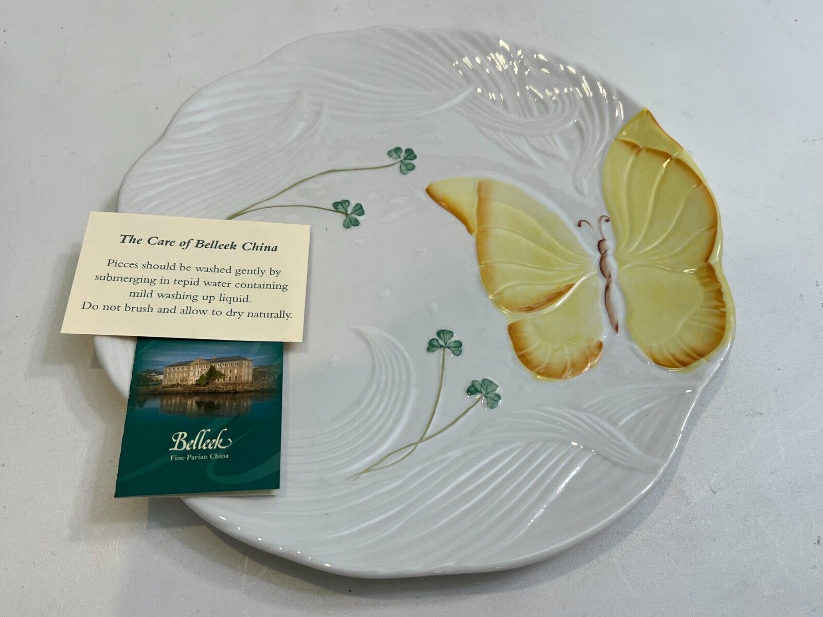 New in Box Belleek Pottery Summer Butterfly Plate, Ireland, 10 3/4\