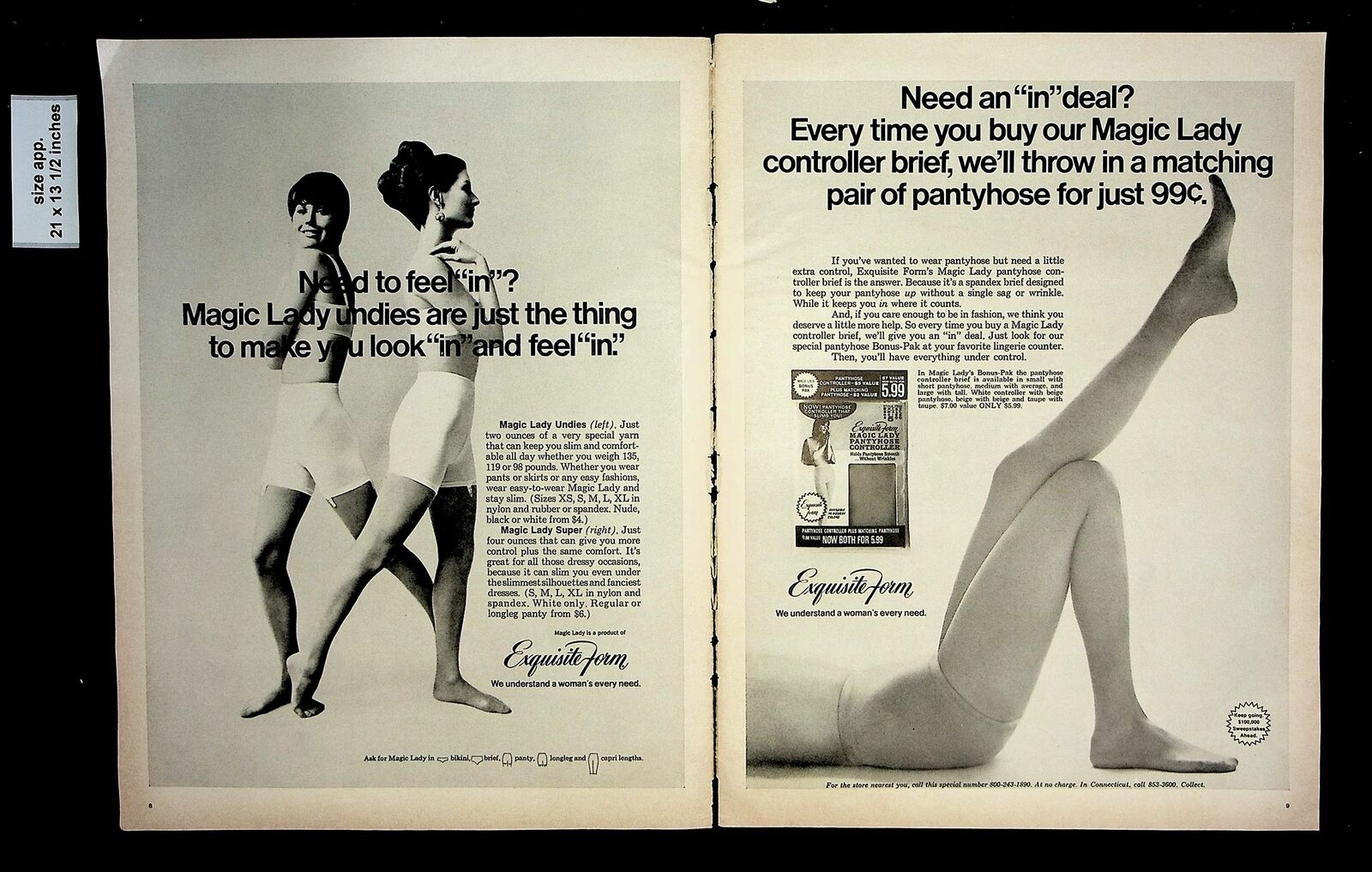 1969 Exquisite Form Women Underwear Vintage Print ad 14738
