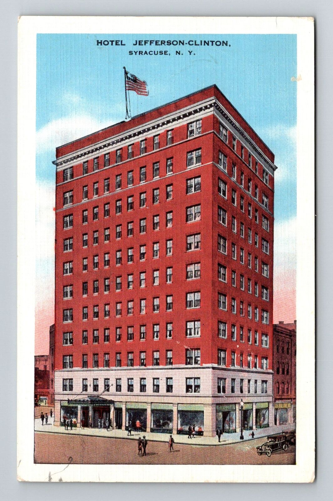 Syracuse NY-New York, Hotel Jefferson-Clinton, Antique Vintage Souvenir Postcard
