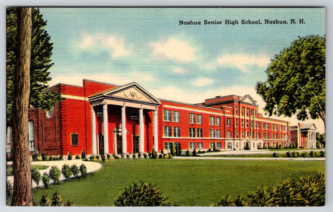 1940s Nashua NH Senior High School Nashua N.H Vintage Postcard