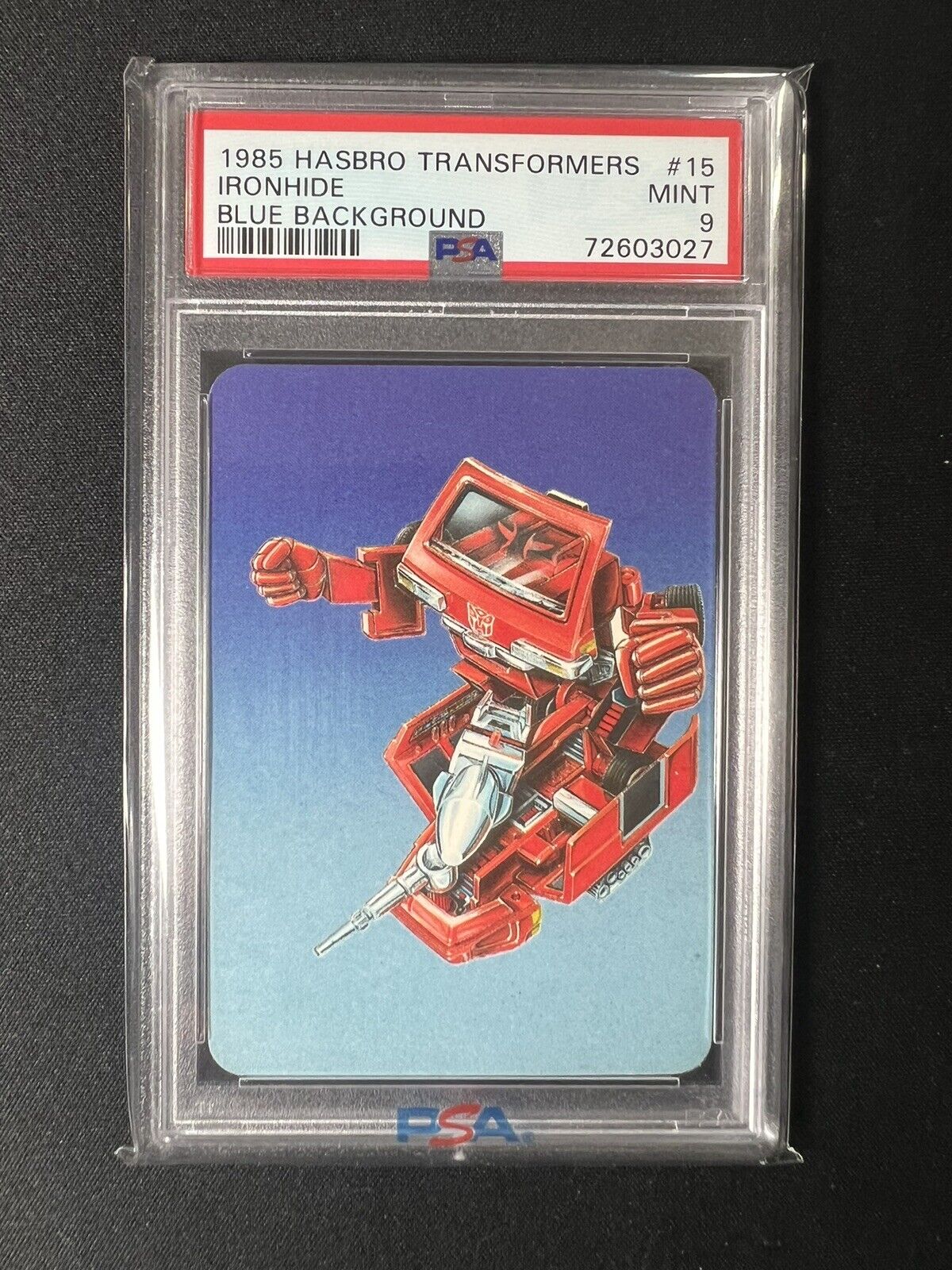 1985 Hasbro Series 1 Transformers Ironhide Blue Background PSA 9 Mint #15