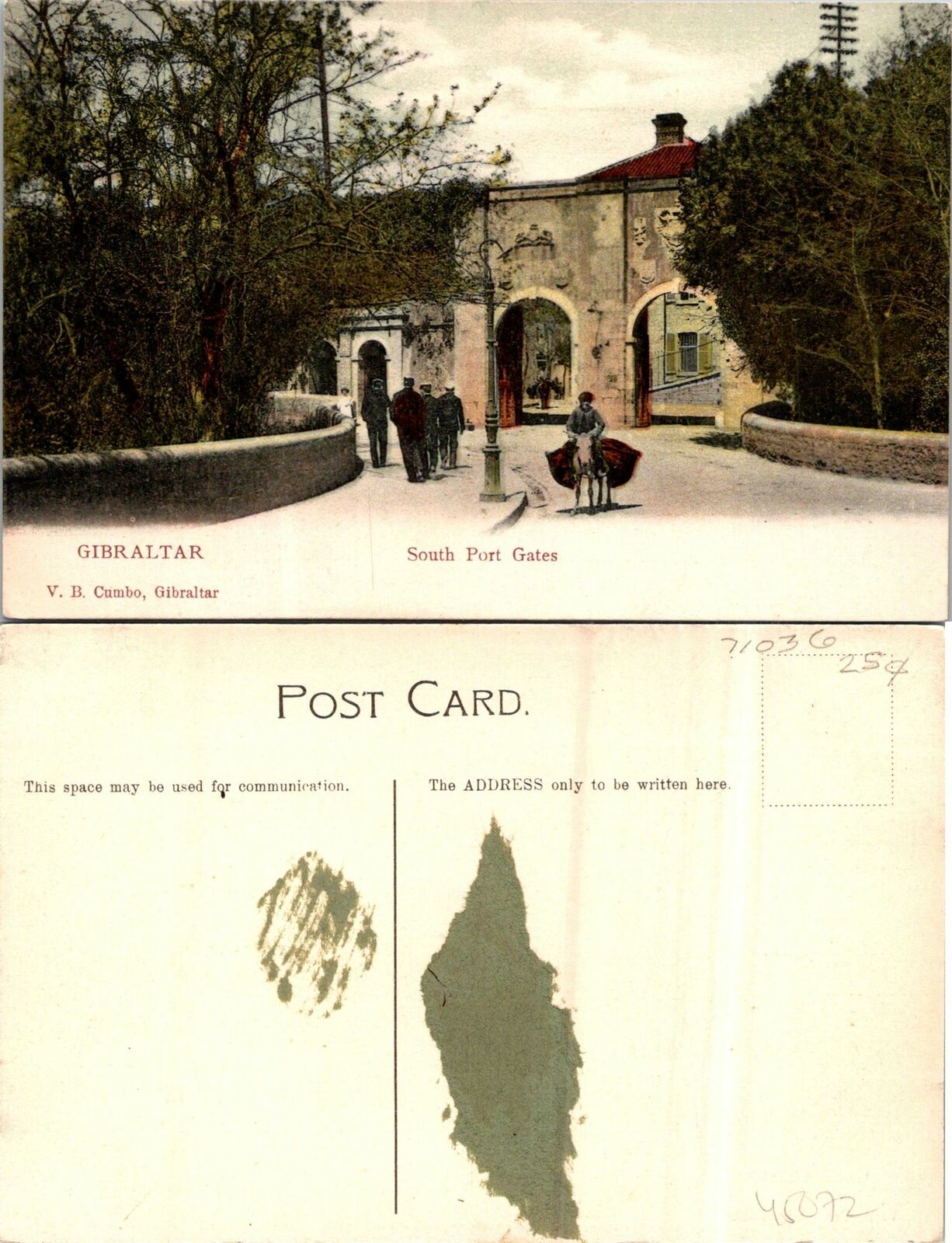 Gibraltar Spain South Port Gates Postcard Unused (45072)