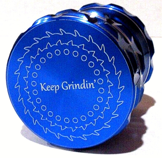 Keep Grindin\' Best Herb Grinder, 2.5 inch, 5-Piece, Large Storage & Scraper Blue