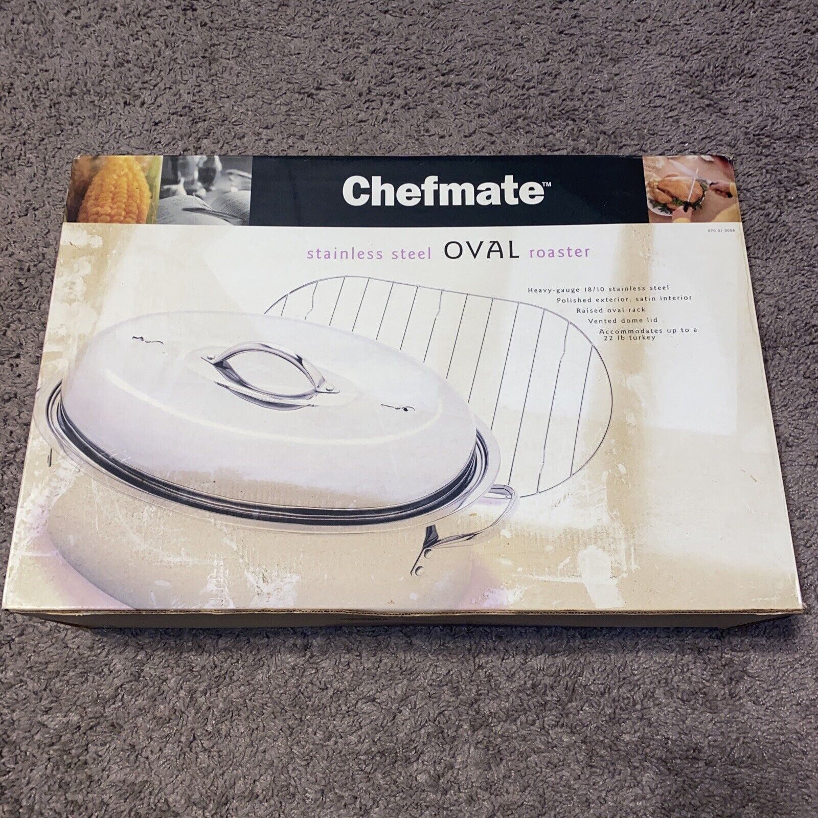 RARE VTG Chefmate 18/10 Stainless Steel Oval Roaster W/Lid (UP TO 22LB TURKEY)