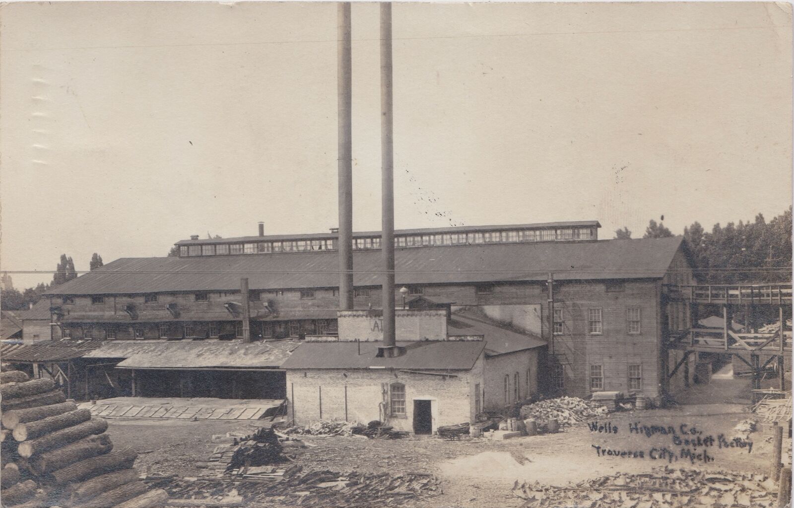 NW Traverse MI RPPC BEFORE THE HUGE FIRE the Wells-Higman Basket Factory Works