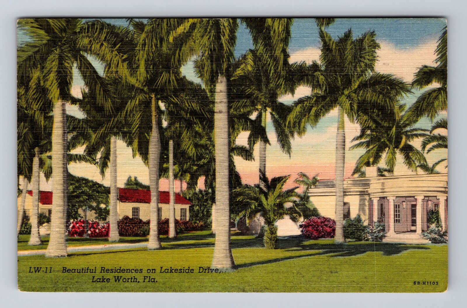 Lake Worth FL-Florida, Residences On Lakeside Drive, Vintage c1955 Postcard
