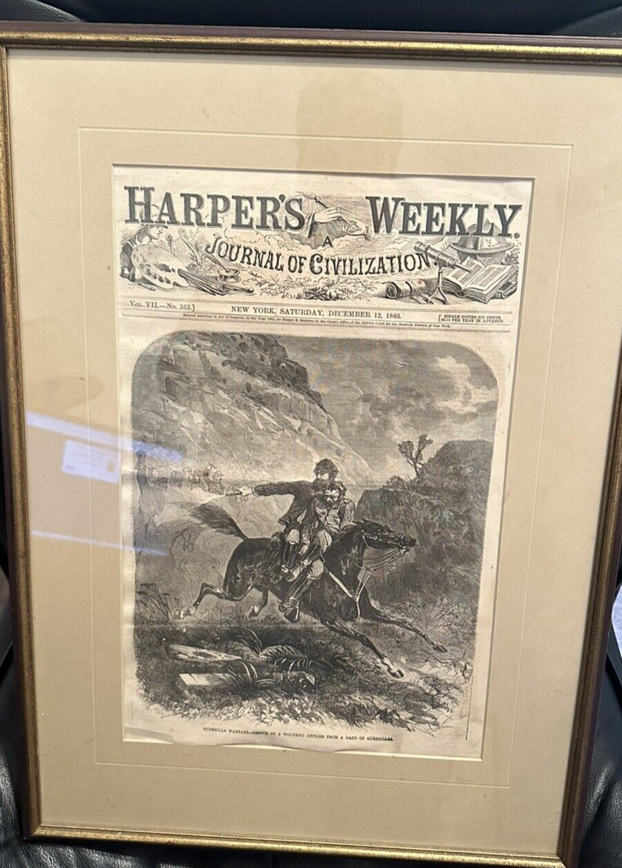 DEC 12, 1863  HARPERS WEEKLY Framed Matted Behind Glass Civil War READ BELOW