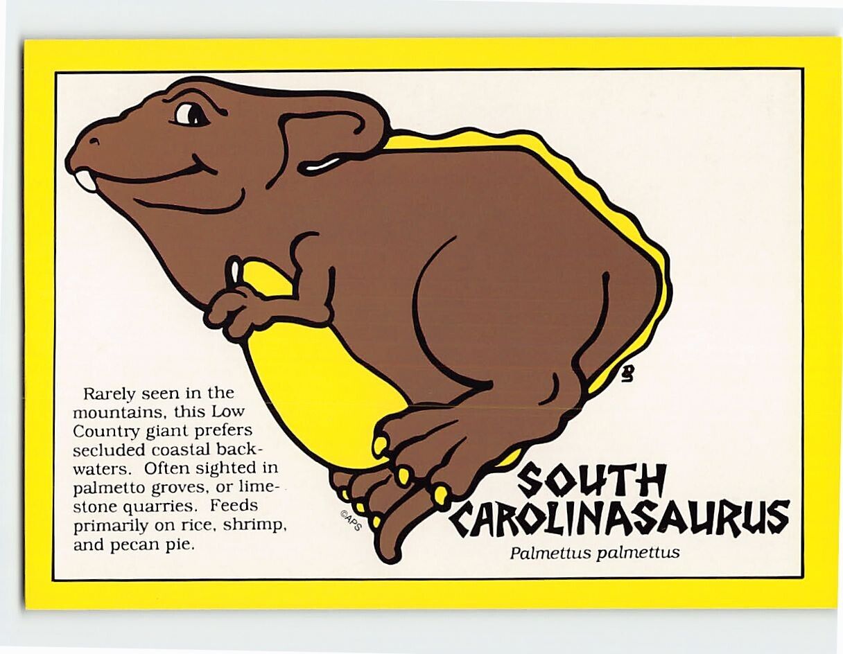 Postcard South Carolinasaurus (Palmettus palmettus) South Carolina USA