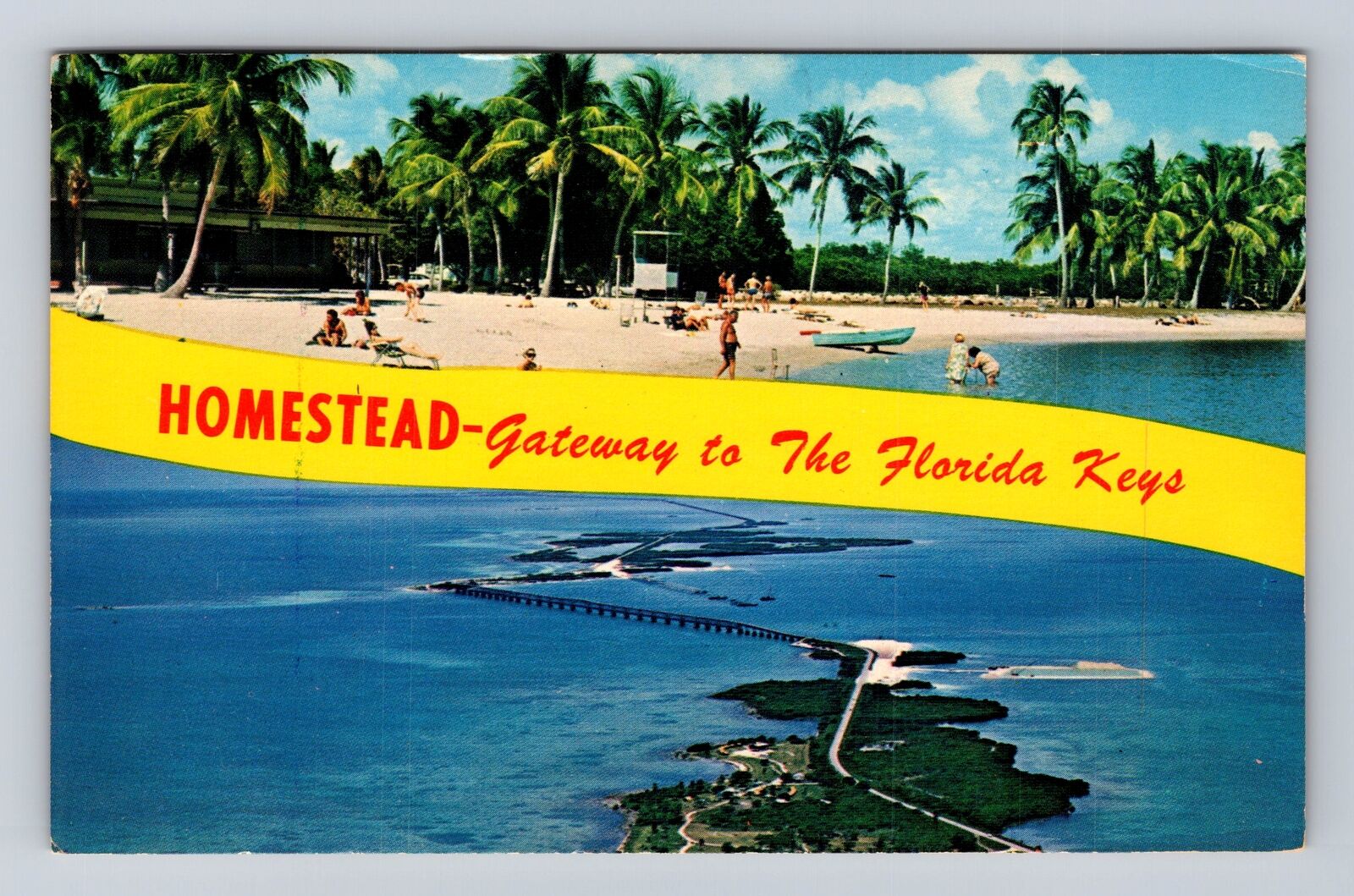 Homestead FL-Florida, General Banner Greeting, Oversea Hwy, Vintage Postcard