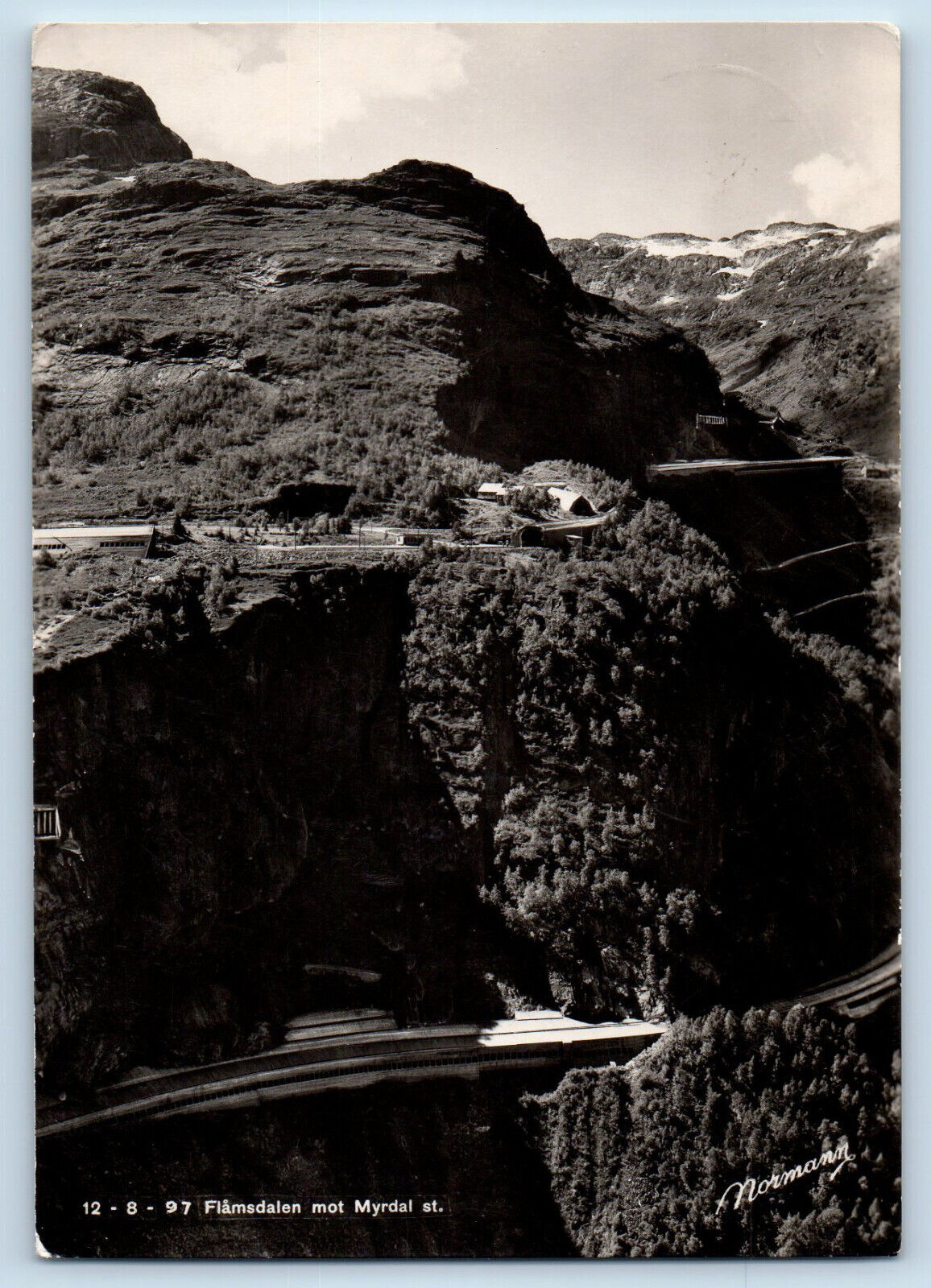 Norway Postcard Flamsdalen Towards Myrdal St. 1949 Vintage RPPC Photo