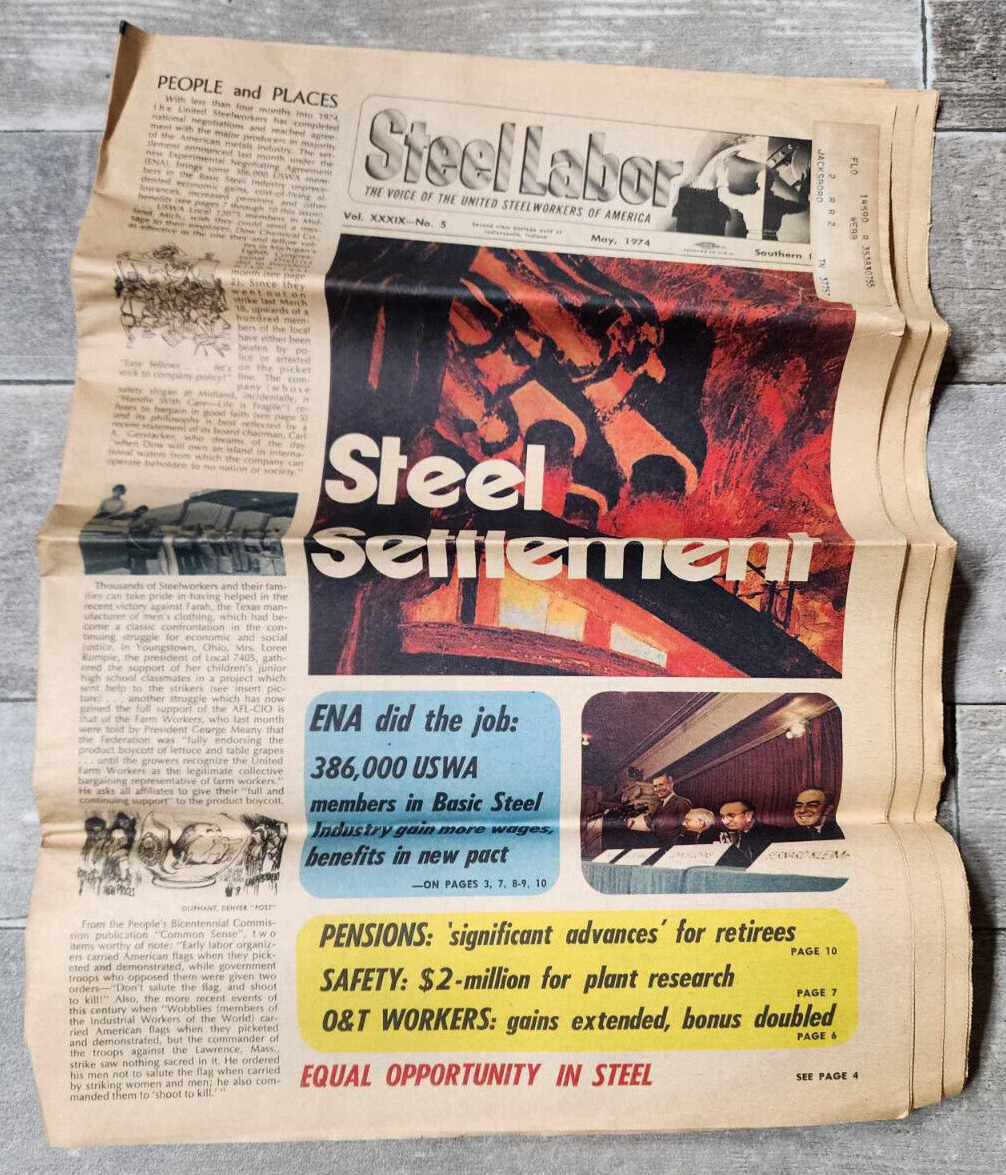 Rare Vintage Steel Labor Southern Edition May 1974 Magazine Paper American