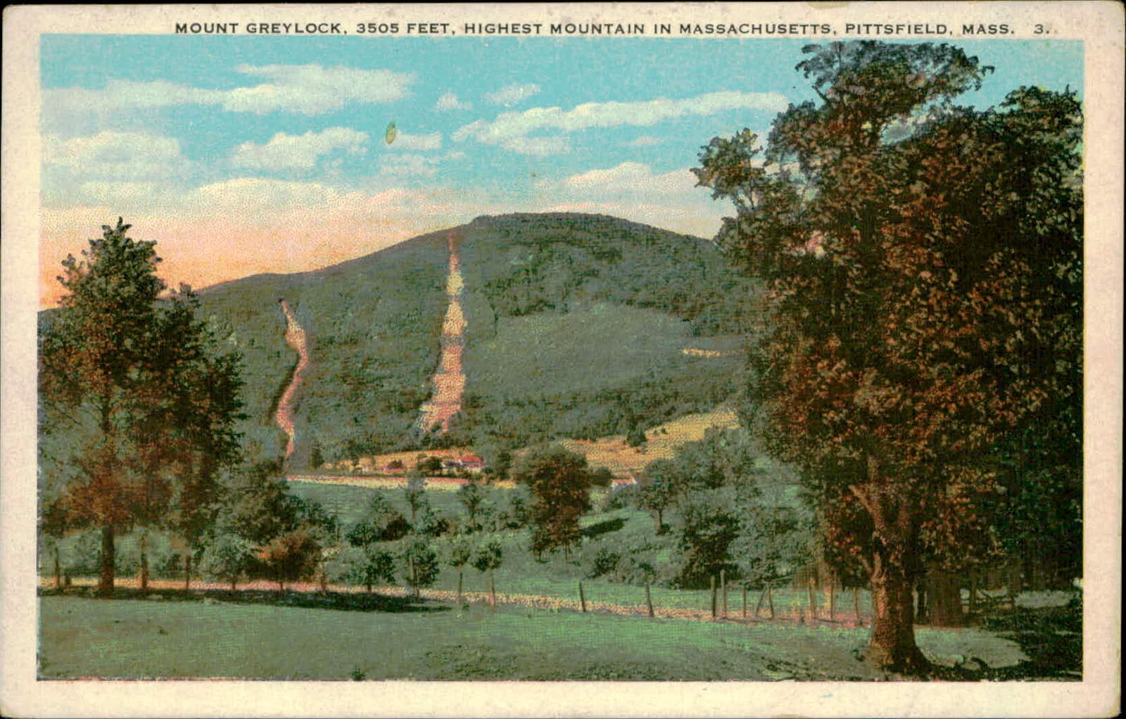Postcard: MOUNT GREYLOCK, 3505 FEET, HIGHEST MOUNTAIN IN MASSACHUSETTS