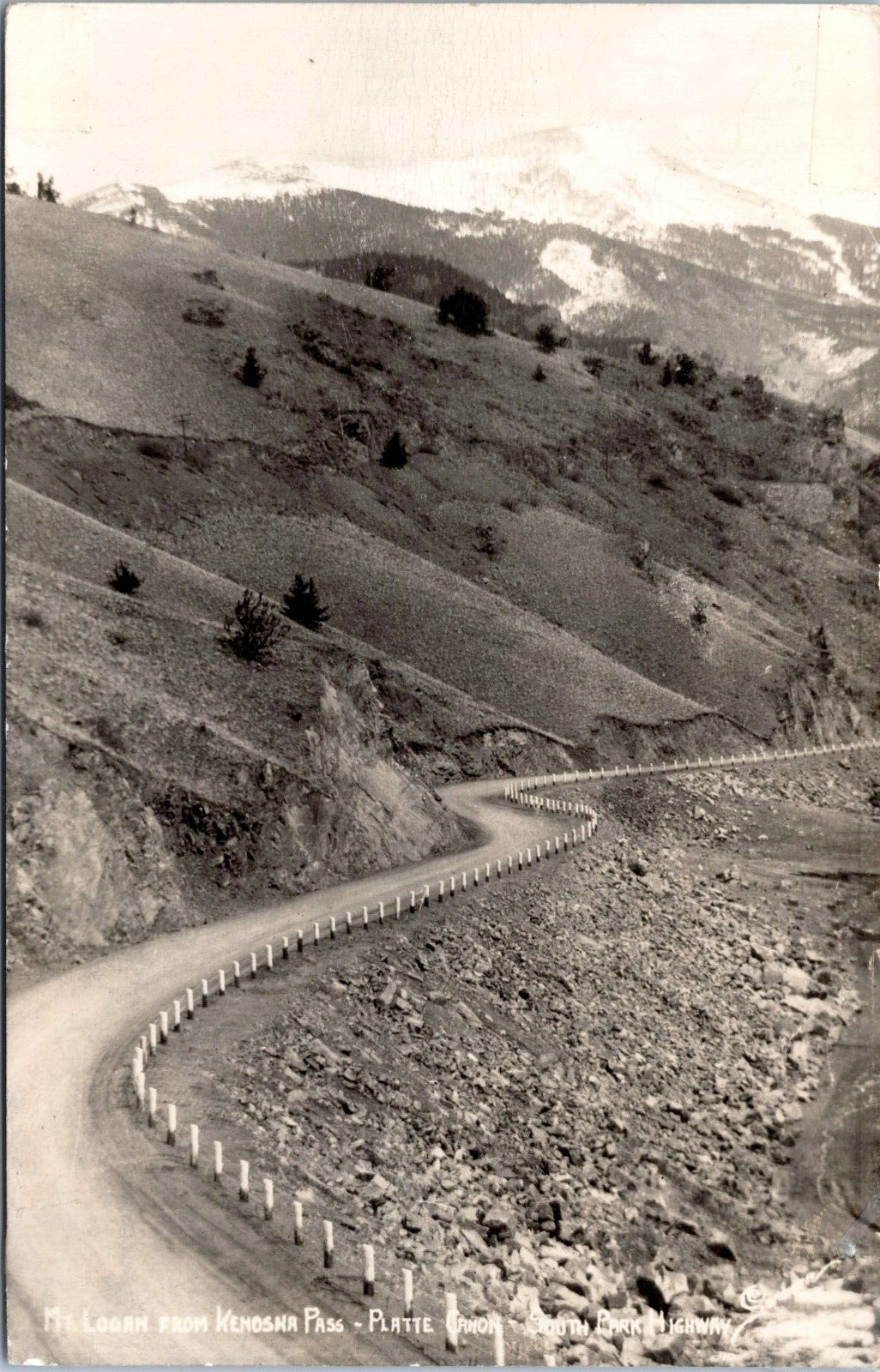 RPPC Mount Logan from Kenosha Pass, Colorado- 1950 Sanborn Photo Postcard