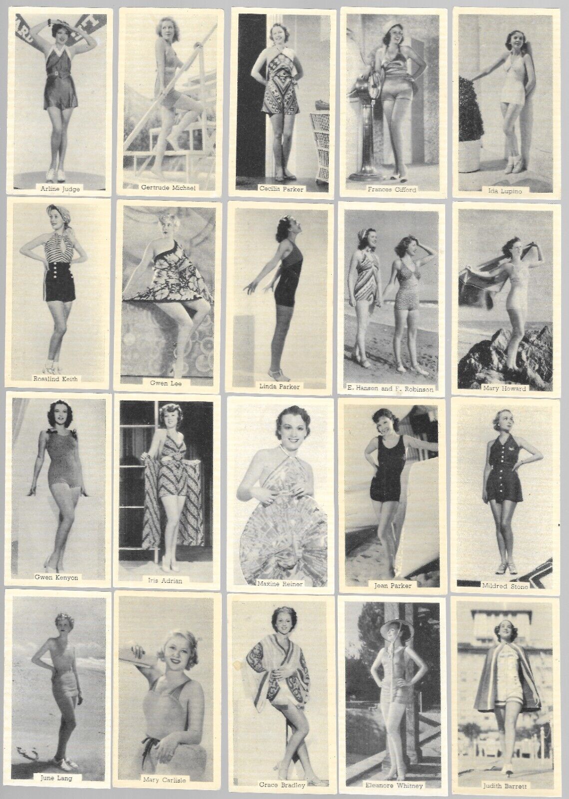 CIGARETTE CARDS. Murray\'s Tobacco. BATHING BELLES (Pin-Ups). (1939). (Full Set).