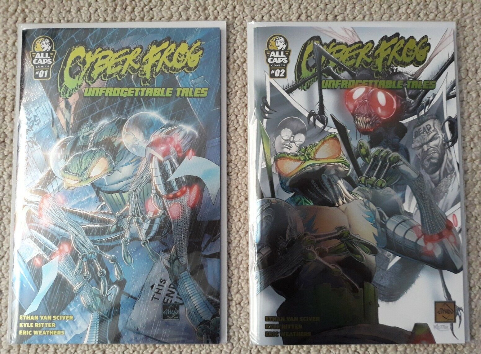 CyberFrog: Unfrogettable Tales #1 & 2 Comic Lot w/ Exclusives 