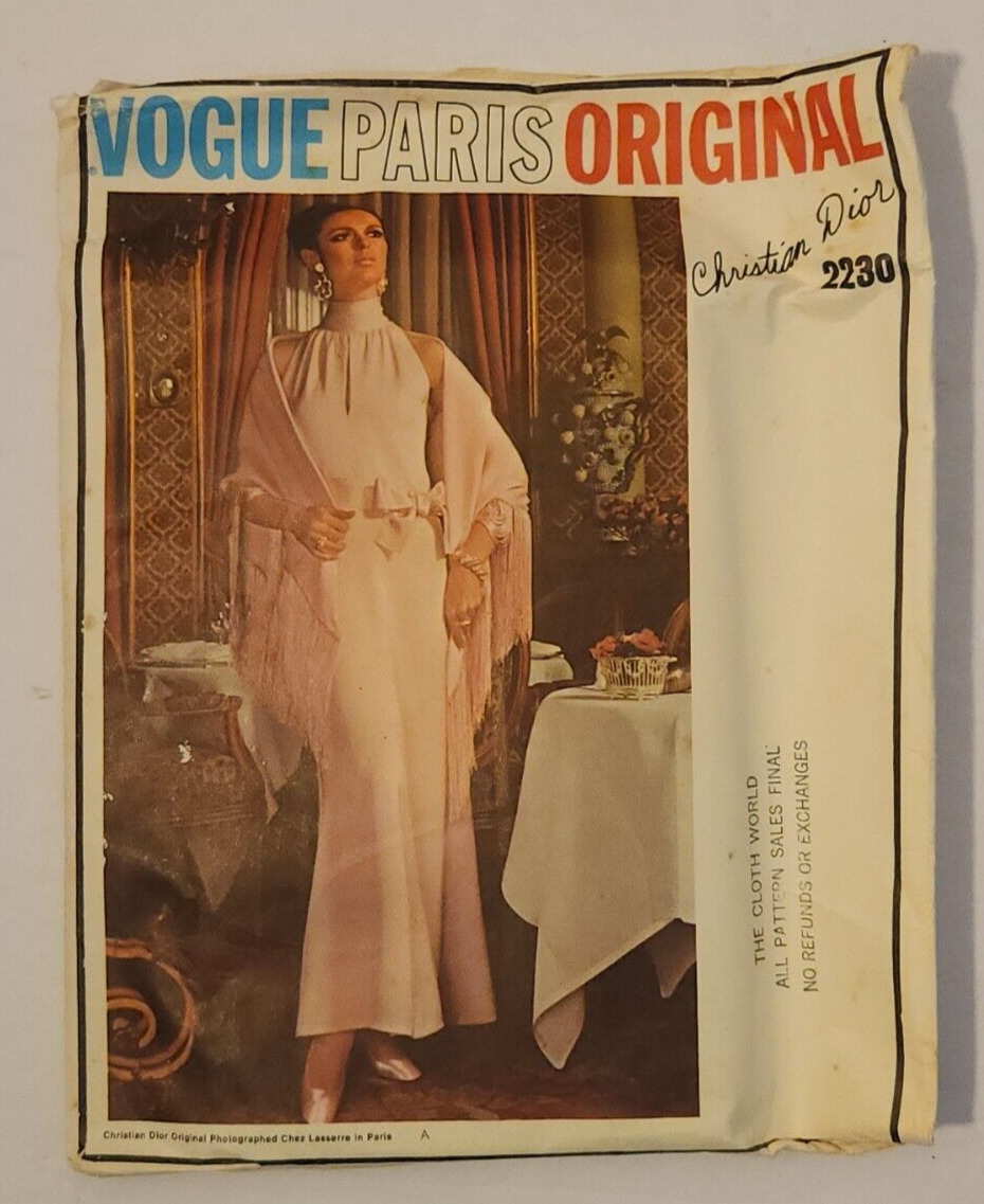 Vintage 1969 Vogue Paris Originals Sewing Pattern Christian Dior 2230 Uncut Sz10