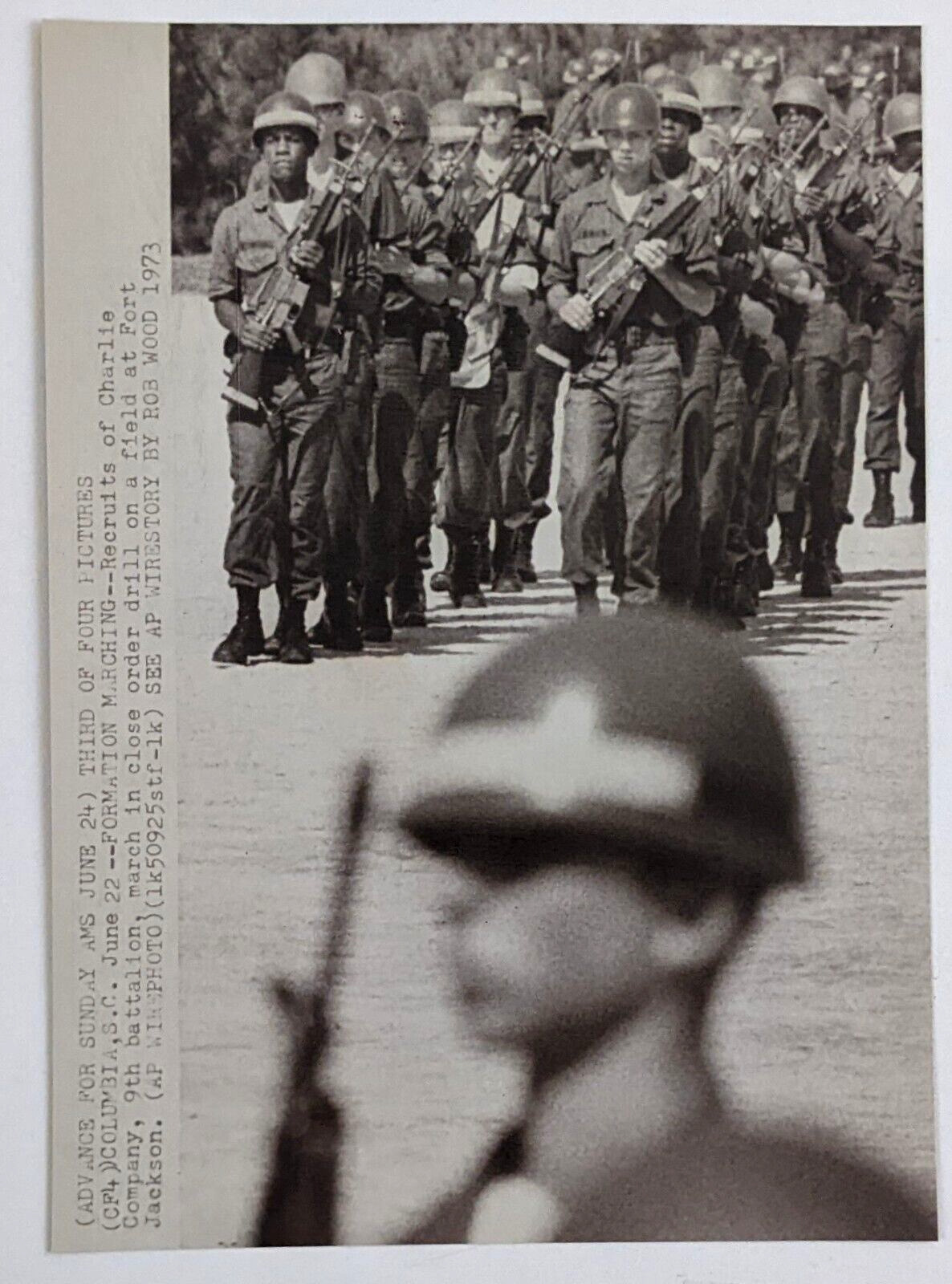 1974 Fort Jackson SC Army Recruits Charlie Company Marching VTG Wire Press Photo