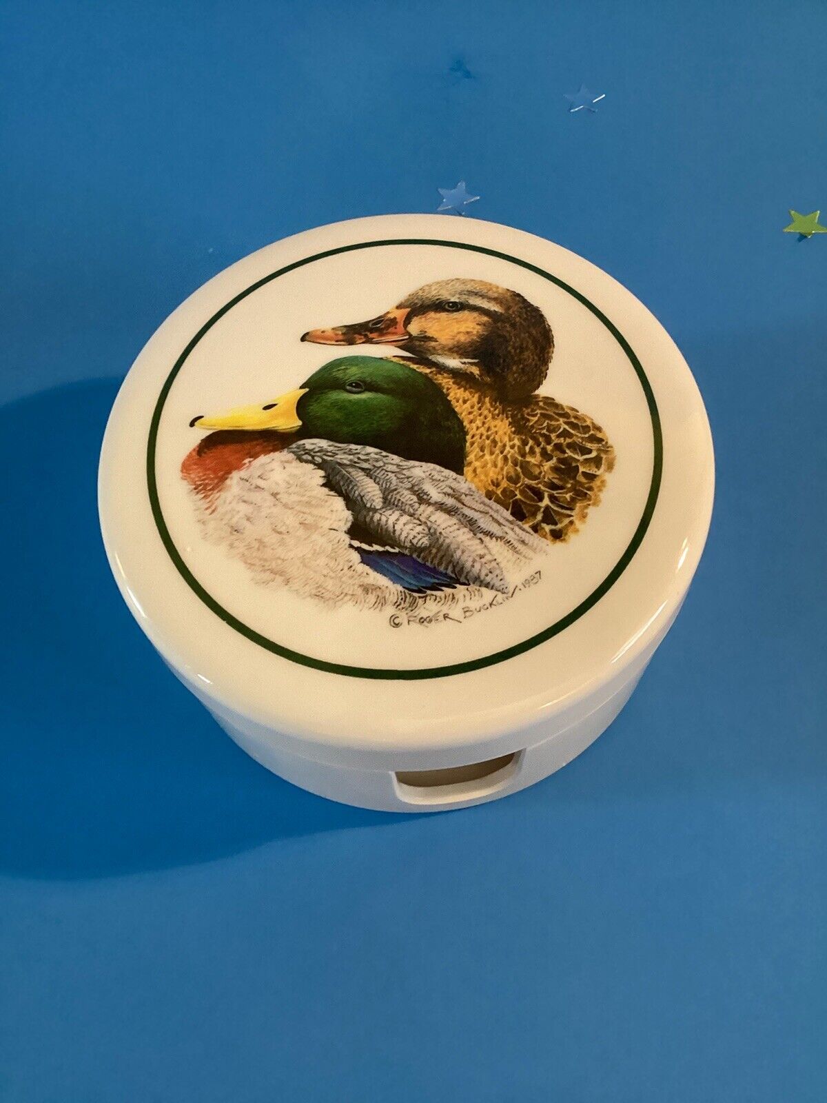 Vintage 1987 Roger Bucklin Set Of 6 Duck Coasters And Holder