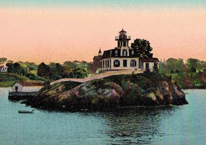 C.1915 Pomham Light House Private Island Narragansett Bay RI Vintage Postcard