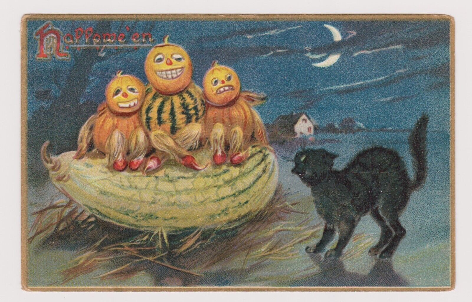 Early Tucks Halloween Postcard No 15 Postmarked October 31 1910 Pumpkin Black Ca