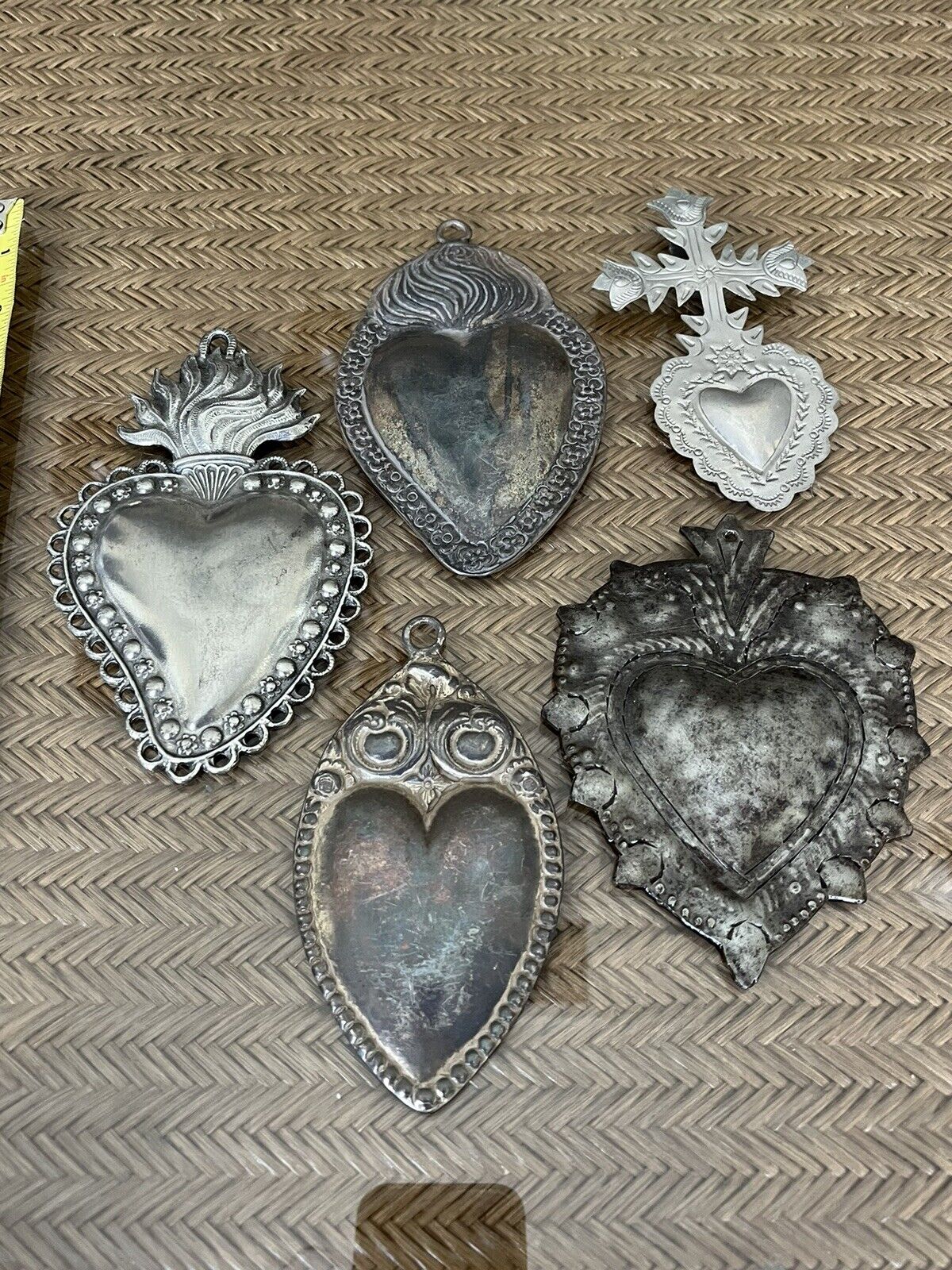 Lot Of 5 Milagro Silver Hearts