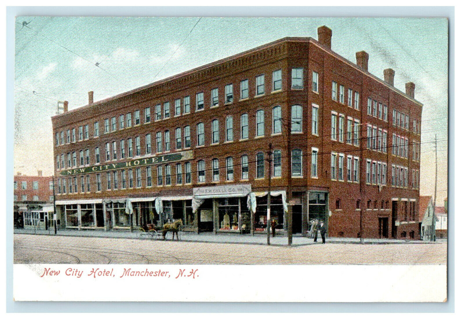 c1905s New City Hotel, Manchester New Hampshire NH Antique Unposted Postcard