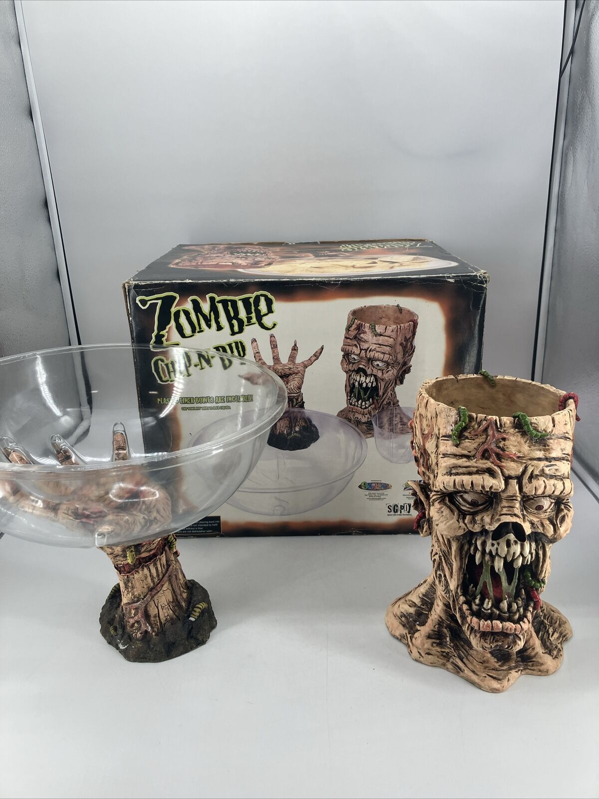 Vintage Zombie Chip Dip Party Bowl Haunted Halloween Horror Scary Spencers *read